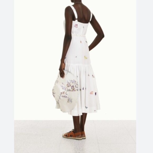 NEW ZIMMERMANN jeannie drop waist midi dress in ivory - Picture 3 of 9